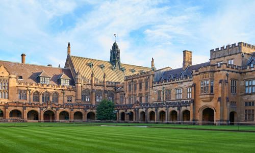 ground level view of Sydney University quadrangle at the Camperdown campus