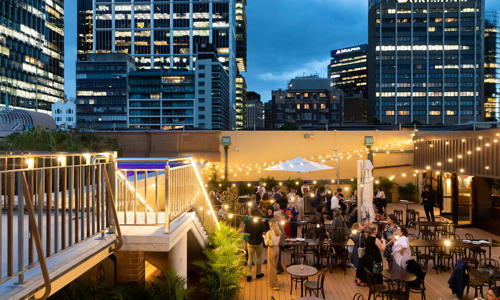 Rooftop view of venue space at The Library Bar