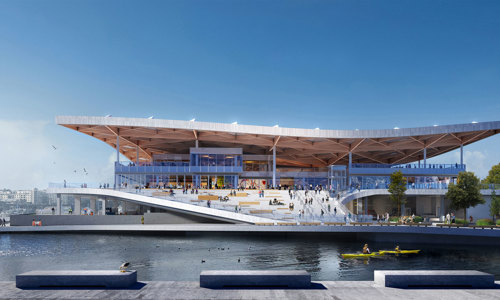 Artist render of the Sydney Fish Market side view