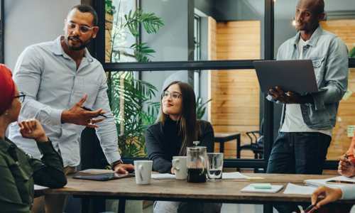 Group of people in a work meeting