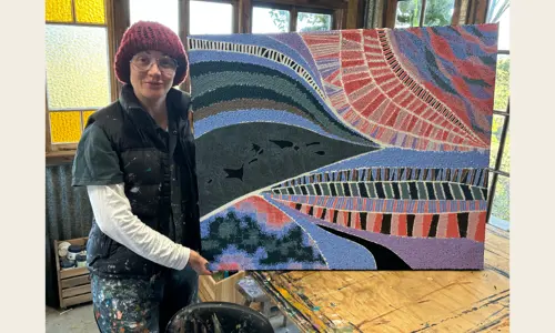 Big Sky Sydney artwork with artist Konstantina