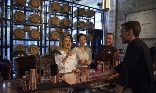 A group enjoying masterclass wine tasting at Archie Rose Distilling Co in Rosebery