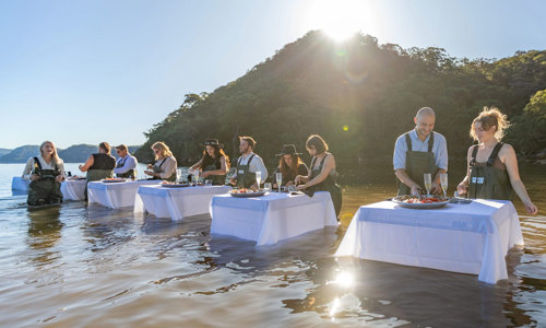 Photo of tour members at the Sydney Oyster Farm 