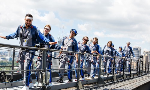 Group of people climbing the Harbour Bridge